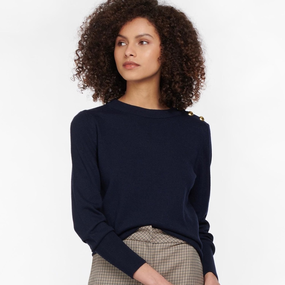 Barbour Womens Stonehaven Knit Sweater Navy Size 8US NWT